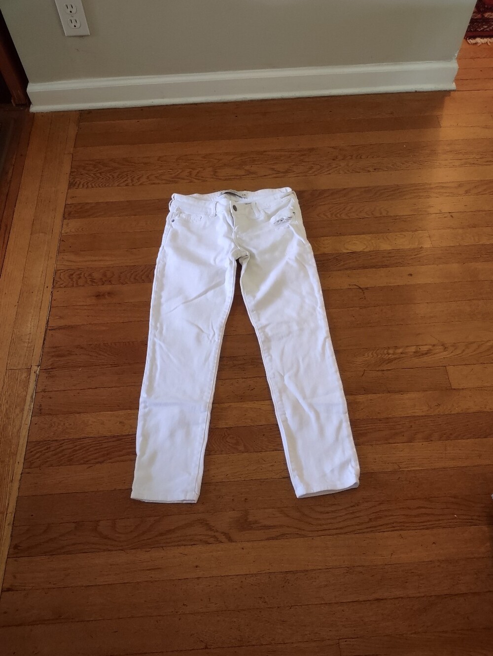 abercrombie & fitch white skinny jeans low rise stretch denim size 0 w25